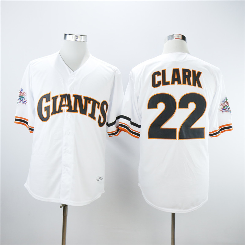 Men San Francisco Giants #22 Clark White Throwback 1989 MLB Jerseys